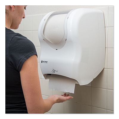 San Jamar Smart System with iQ Sensor Towel Dispenser, 16.5 x 9.75 x 12, White/Clear (SJMT1470WHCL)