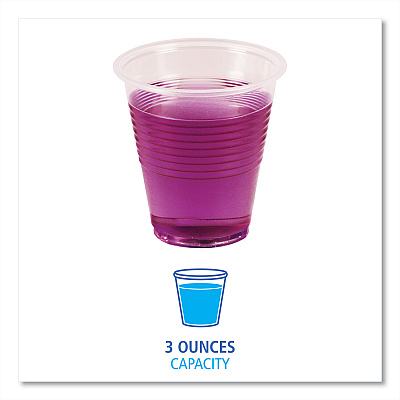 Boardwalk Translucent Plastic Cold Cups, 3 oz, Polypropylene, 125/Pack (BWKTRANSCUP3PK)