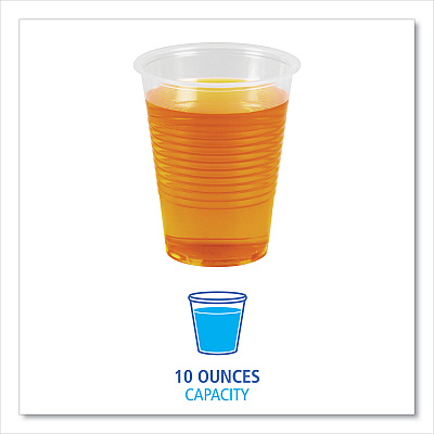 Boardwalk Translucent Plastic Cold Cups, 10 oz, Polypropylene, 100 Cups/Sleeve, 10 Sleeves/Carton (BWKTRANSCUP10CT)