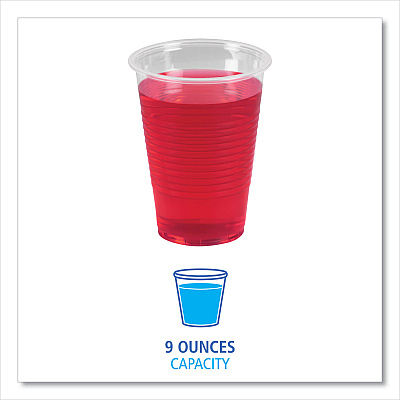 Boardwalk Translucent Plastic Cold Cups, 9 oz, Polypropylene, 100 Cups/Sleeve, 25 Sleeves/Carton (BWKTRANSCUP9CT)