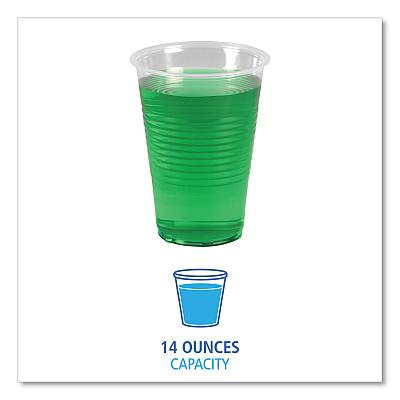 Boardwalk Translucent Plastic Cold Cups, 14 oz, Polypropylene, 20 Cups/Sleeve, 50 Sleeves/Carton (BWKTRANSCUP14CT)