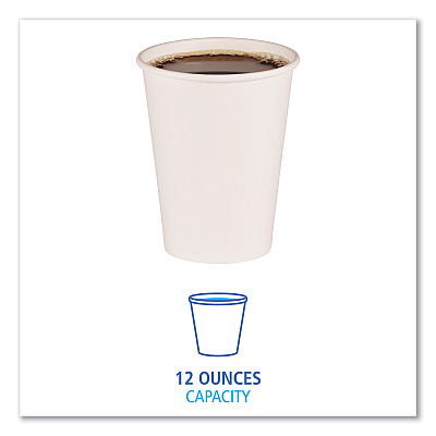 Boardwalk Paper Hot Cups, 12 oz, White, 50 Cups/Sleeve, 20 Sleeves/Carton (BWKWHT12HCUP)