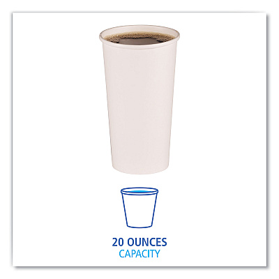 Boardwalk Paper Hot Cups, 20 oz, White, 50 Cups/Sleeve, 12 Sleeves/Carton (BWKWHT20HCUP)