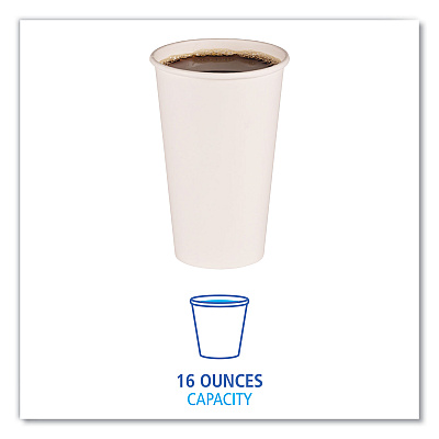 Boardwalk Paper Hot Cups, 16 oz, White, 50 Cups/Sleeve, 20 Sleeves/Carton (BWKWHT16HCUP)