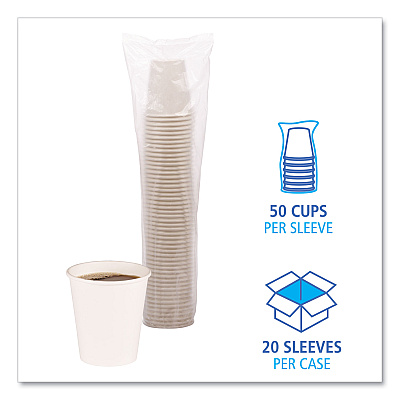Boardwalk Paper Hot Cups, 10 oz, White, 50 Cups/Sleeve, 20 Sleeves/Carton (BWKWHT10HCUP)
