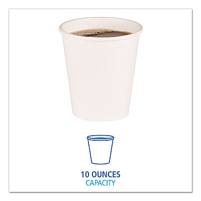 Boardwalk Paper Hot Cups, 10 oz, White, 50 Cups/Sleeve, 20 Sleeves/Carton (BWKWHT10HCUP)