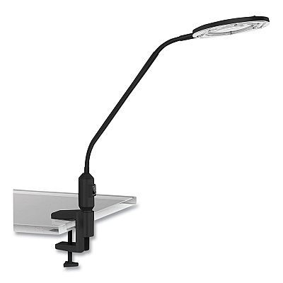 Alera Clamp-On, 3 Diopter LED Desktop Magnifier, 6.88w x 16.63d x 16.75h, Black (ALELEDM765B)