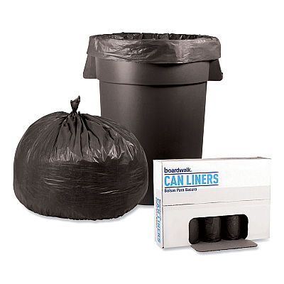 Boardwalk Low-Density Waste Can Liners, 56 gal, 1.1 mil, 43" x 47", Gray, Perforated Roll, 20 Bags/Roll, 5 Rolls/Carton (BWK4347SEH)