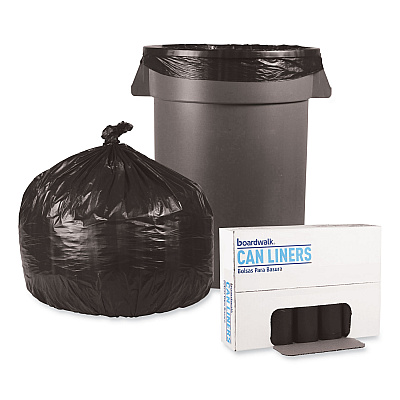 Boardwalk Low-Density Waste Can Liners, 33 gal, 0.5 mil, 33" x 39", Black, Perforated Roll, 25 Bags/Roll, 8 Rolls/Carton (BWK3339H)