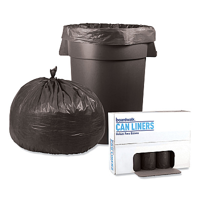 Boardwalk Low-Density Waste Can Liners, 60 gal, 1.1 mil, 38" x 58", Gray, Perforated Roll, 20 Bags/Roll, 5 Rolls/Carton (BWK3858SEH)