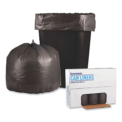 Boardwalk Low-Density Waste Can Liners, 30 gal, 0.95 mil, 30" x 36", Gray, Perforated Roll, 25 Bags/Roll, 4 Rolls/Carton (BWK3036SH)