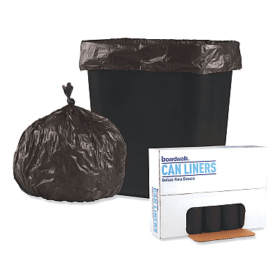 Boardwalk Low-Density Waste Can Liners, 16 gal, 0.35 mil, 24" x 32", Black, Perforated Roll, 50 Bags/Roll, 10 Rolls/Carton (BWK2432L)