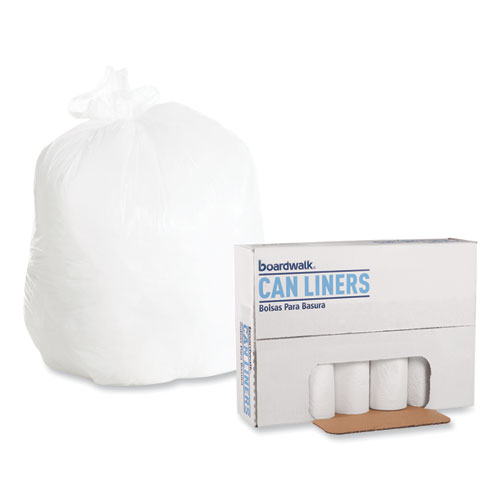 Boardwalk Low-Density Waste Can Liners, 30 gal, 0.6 mil, 30" x 36", White, 25 Bags/Roll, 8 Rolls/Carton (3036EXH)