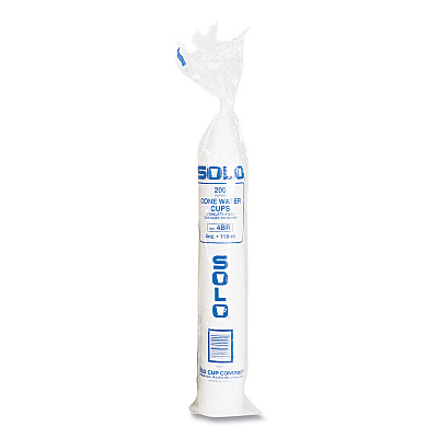 Solo Cone Water Cups, ProPlanet Seal, Cold, Paper, 4 oz, White, 200/Bag, 25 Bags/Carton (SCC4BRCT)