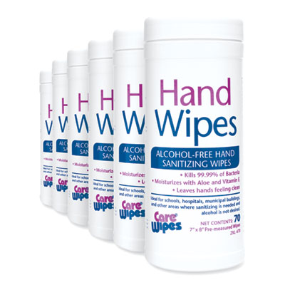 2XL Alcohol Free Hand Sanitizing Wipes, 8 x 7, White, 70/Canister, 6 Canisters/Carton (TXL470)