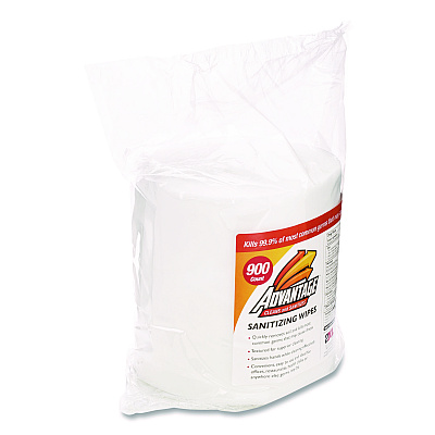 2XL Gym Wipes Advantage, 1-Ply, 6 x 8, Unscented, White, 900/Roll, 4 Rolls/Carton (TXLL36R)