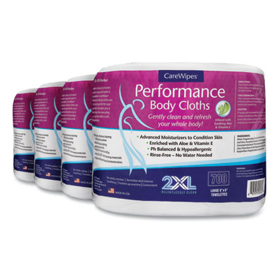2XL Performance Body Cloths, 6 x 8, Fresh Scent, White, 700/Pack, 4 Packs/Carton (TXLL436)