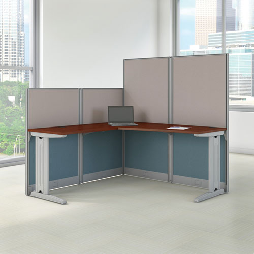 Bush Office In An Hour Collection L- Workstation, 64.5" X 64.5" X 33", Hansen Cherry, (box 1 Of 2) (WC36494A103)
