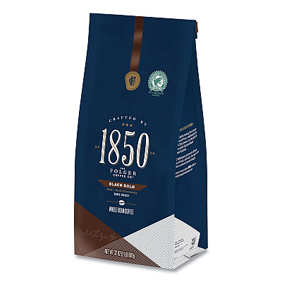 1850 Coffee, Black Gold, Dark Roast, Whole Bean, 2 lb Bag (FOLSMU21522)