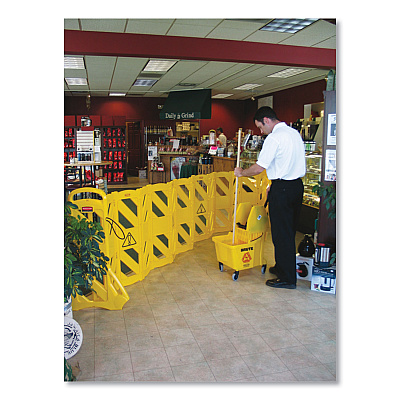 Rubbermaid Commercial Portable Mobile Safety Barrier, Plastic, 13 ft x 40", Yellow (RCP9S1100YEL)