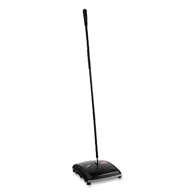Rubbermaid Commercial Dual Action Sweeper, 44" Steel/Plastic Handle, Black/Yellow (RCP421388BLA)
