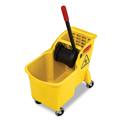Rubbermaid Commercial Tandem 31-Quart Bucket/Wringer Combo, Reverse, Yellow (RCP738000YEL)