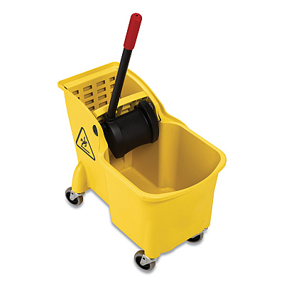 Rubbermaid Commercial Tandem 31-Quart Bucket/Wringer Combo, Reverse, Yellow (RCP738000YEL)