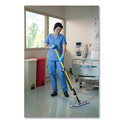 Rubbermaid Commercial Microfiber Wet Room Pad, Split Nylon/Polyester Blend, 18", Blue, 12/Carton (RCPQ41000BLU)
