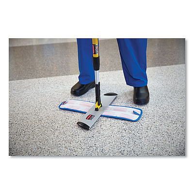 Rubbermaid Commercial Microfiber Wet Room Pad, Split Nylon/Polyester Blend, 18", Blue, 12/Carton (RCPQ41000BLU)