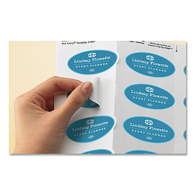 Avery Oval Print-to-the-Edge Labels, 1.5 x 2.5, White, 18/Sheet, 15 Sheets/Pack (AVE6583)