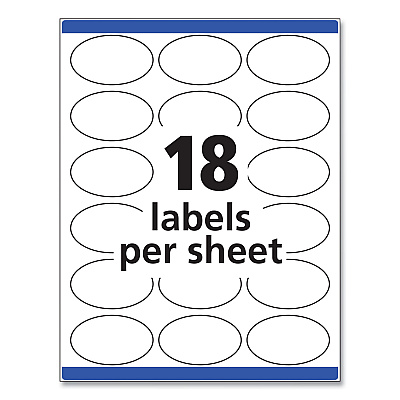 Avery Oval Print-to-the-Edge Labels, 1.5 x 2.5, White, 18/Sheet, 15 Sheets/Pack (AVE6583)