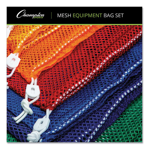 Champion Sports Heavy-Duty Mesh Bag, 12" x 18", Gold, Green, Orange, Purple, Royal Blue, Scarlet Red, 6/Set (MB18SET)