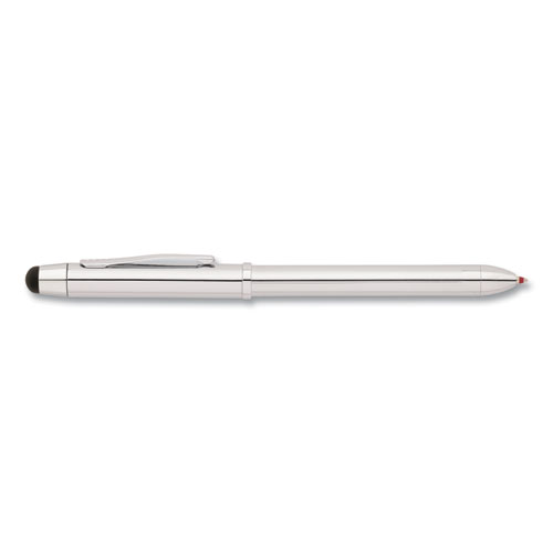 Cross Tech3+ Multi-Color Ballpoint Pen/Stylus, Retractable, Medium 1 mm, Black/Red Ink, Lustrous Chrome Barrel (AT00901)