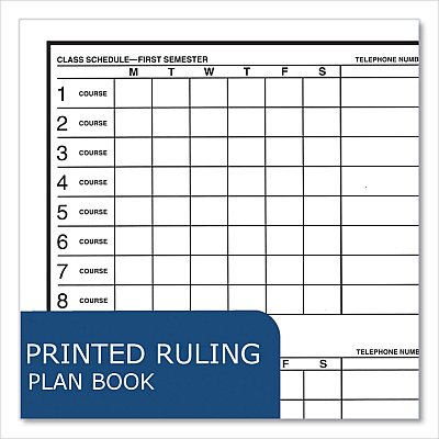 Roaring Spring Student Plan Book, 40-Weeks: Six-Subject Day, Blue/White Cover, (100) 11 x 8.5 Sheets (ROA12145)
