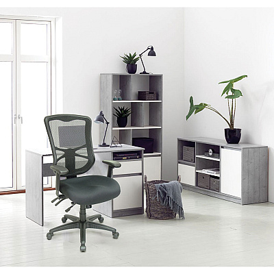 Alera Elusion Series Mesh High-Back Multifunction Chair, Supports Up to 275 lb, 17.2" to 20.6" Seat Height, Black (ALEEL41ME10B)