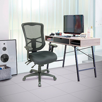 Alera Elusion Series Mesh High-Back Multifunction Chair, Supports Up to 275 lb, 17.2" to 20.6" Seat Height, Black (ALEEL41ME10B)