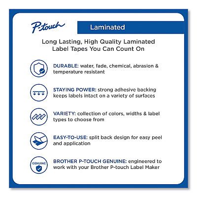 Brother TZe Laminated Removable Label Tapes, 0.94" x 26.2 ft, Black on Blue (TZE551CS)