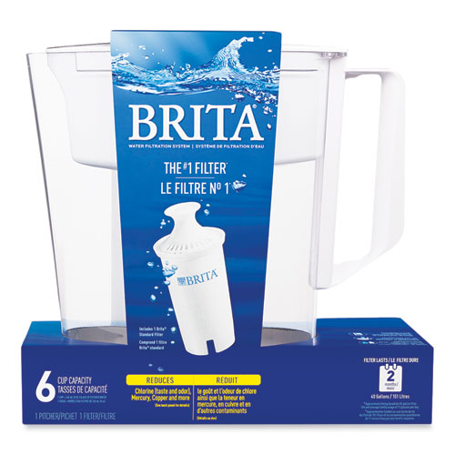 Brita Classic Water Filter Pitcher, 40 oz, 5 Cups, Clear (36089EA)