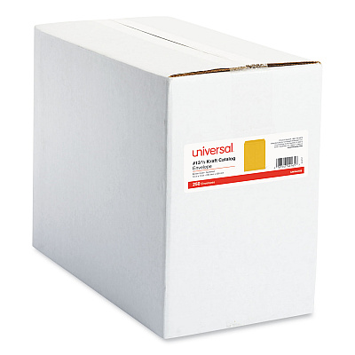 Universal Catalog Envelope, 28 lb Bond Weight Kraft, #13 1/2, Square Flap, Gummed Closure, 10 x 13, Brown Kraft, 250/Box (UNV44165)
