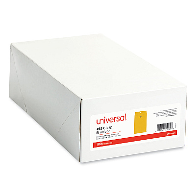 Universal Kraft Clasp Envelope, #63, Square Flap, Clasp/Gummed Closure, 6.5 x 9.5, Brown Kraft, 100/Box (UNV35261)