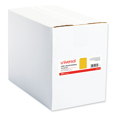 Universal Catalog Envelope, 28 lb Bond Weight Kraft, #10 1/2, Square Flap, Gummed Closure, 9 x 12, Brown Kraft, 250/Box (UNV41165)