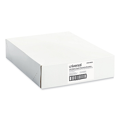 Universal Deluxe Tyvek Expansion Envelopes, Open-End, 1.5" Capacity, #13 1/2, Square Flap, Self-Adhesive Closure, 10 x 13, White,100/BX (UNV19003)