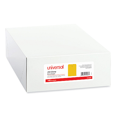 Universal Kraft Clasp Envelope, #12 1/2, Square Flap, Clasp/Gummed Closure, 9.5 x 12.5, Brown Kraft, 100/Box (UNV42907)
