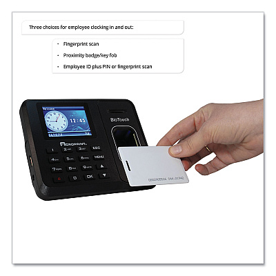 Acroprint BioTouch Time Clock and Badges Bundle, 10,000 Employees, Black (ACPBTR150)