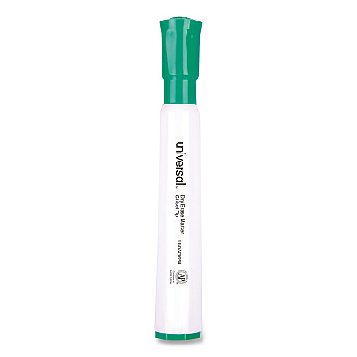 Universal Dry Erase Marker, Broad Chisel Tip, Green, Dozen (UNV43654)