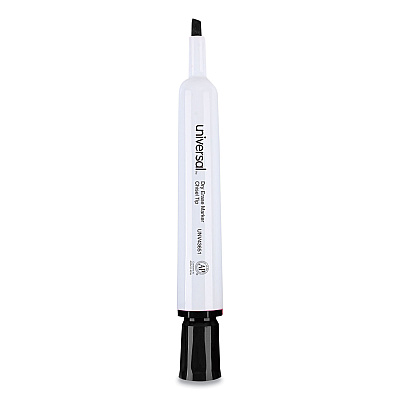 Universal Dry Erase Marker, Broad Chisel Tip, Black, Dozen (UNV43651)