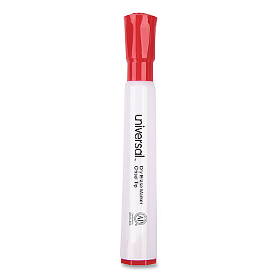 Universal Dry Erase Marker, Broad Chisel Tip, Red, Dozen (UNV43652)