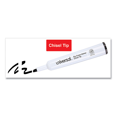 Universal Dry Erase Marker Value Pack, Broad Chisel Tip, Black, 36/Pack (UNV43655)