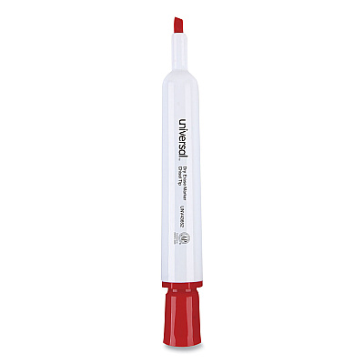 Universal Dry Erase Marker, Broad Chisel Tip, Red, Dozen (UNV43652)