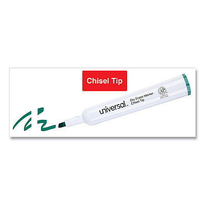 Universal Dry Erase Marker, Broad Chisel Tip, Green, Dozen (UNV43654)